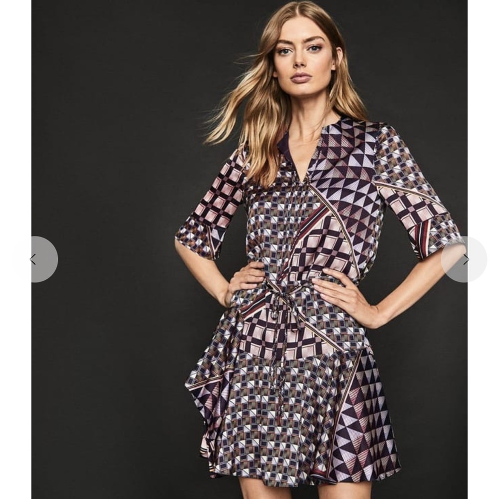 REISS Orla Geo Printed Mini Dress, size 12